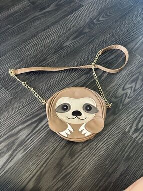 Olivia Miller Beige Leather Crossbody Bag with Gold Logo
